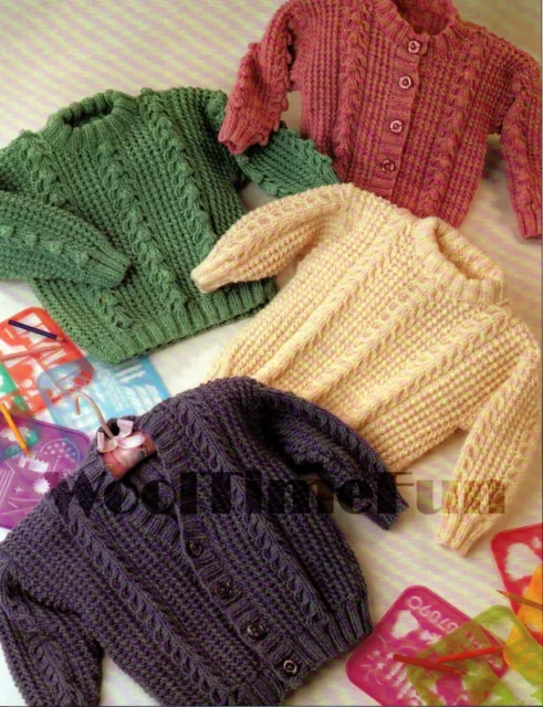 Aran Pullover & Strickjacken Strickmuster. Kinder/Kleinkinder 20-26 Zoll Brust.