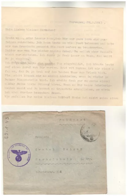 Feldpost Brief 2.WK L 49835 Norwegen 1943 (154)