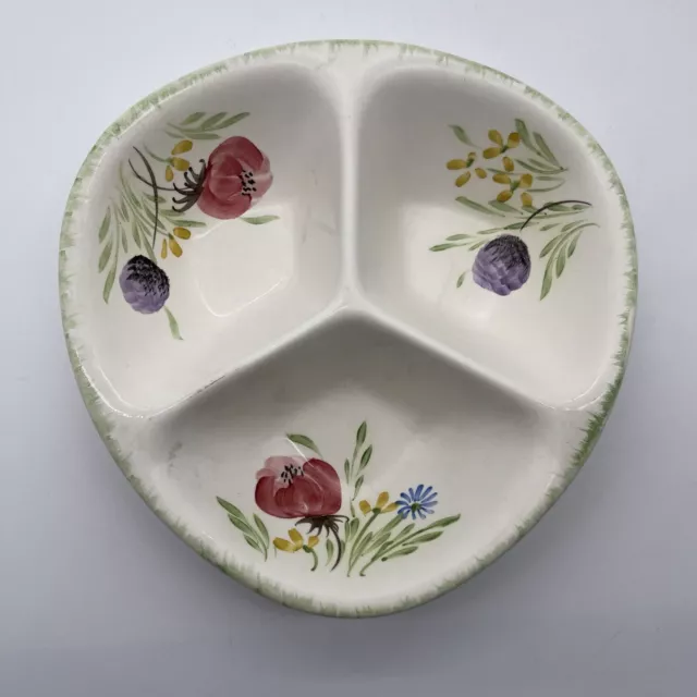 Vintage Radford England Hand Painted Floral Flower 3 Sectioned Serving Dish Bowl