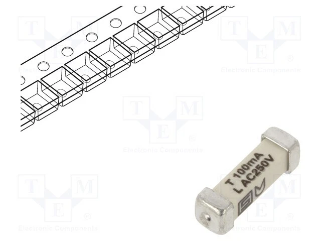 125VDC Sécurité : Schmelz Fusible 100mA Céramique SMD 250VAC