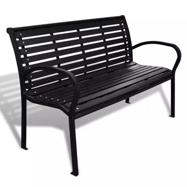 vidaXL Outdoor Garden  Bench Chair 125 cm Steel and WPC Black