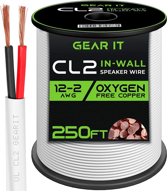12/2 Speaker Wire (250 Feet) 12AWG Gauge - in Wall Audio Speaker Wire Cable / CL
