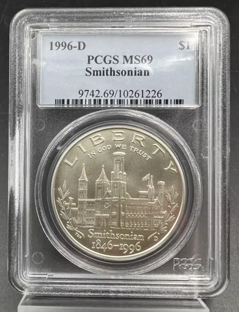 1996 D Smithsonian 90% Silver Commemorative Dollar PCGS MS69 GEM BU