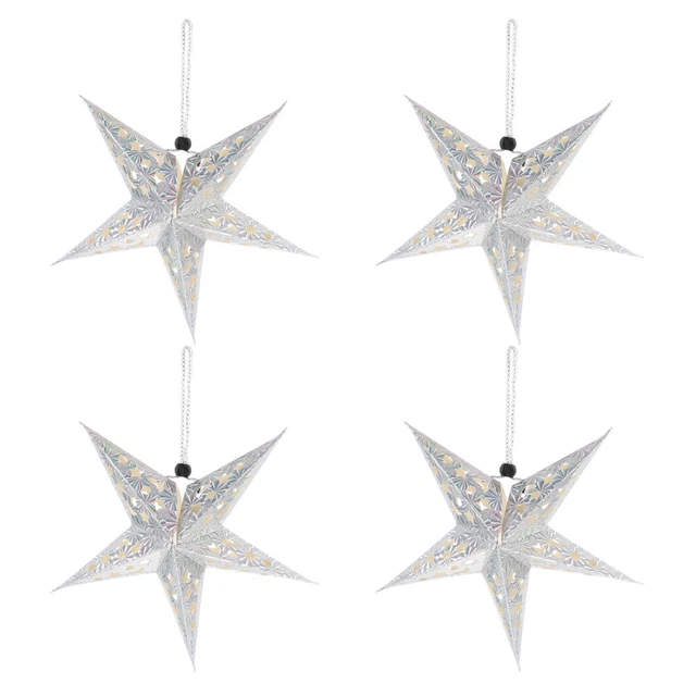 Lot De 4 Abat-jour En Papier étoile - Suspensions Décoratives Pour Fête, Mariage, Noël - Dimensions 45x45x19 Cm - Lumière Douce Et Ambiance