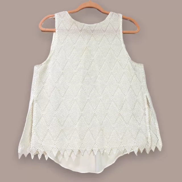 Anthropologie Bailey 44 Sleeveless Crochet Lace Overlay Top Size XS White