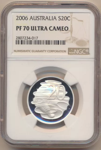 Australia: 2006 20c Silver Proof Platypus NGC PF70 Ultra Cameo Finest Top Pop