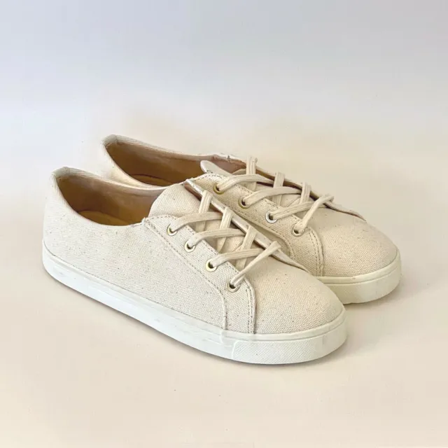 Jack Rogers Womens Classic Canvas Lace Up Cushioned Sneakers Ivory (MSRP $68)