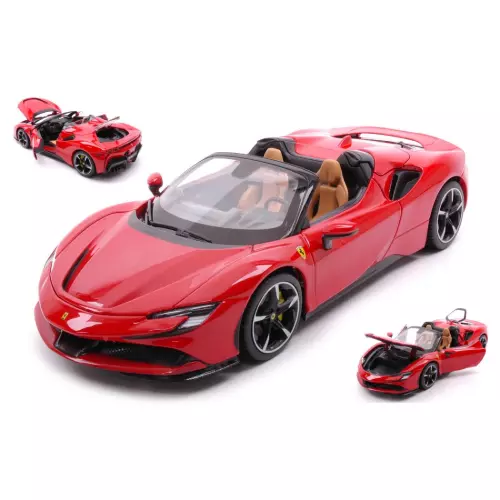 FERRARI SF90 STRADALE HYBRID SPIDER 1000hp OPEN 2020 RED 1:18 Burago Die Cast