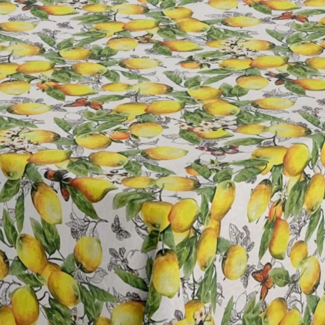 Jacquard Tischdecke CITRUS Zitronen Schmetterling beschichtete Baumwolle
