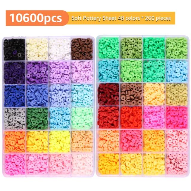 10687Pcs Clay Beads Kit 48 Colors Polymer Clay Beads Bracelet Making Kit bvFcx