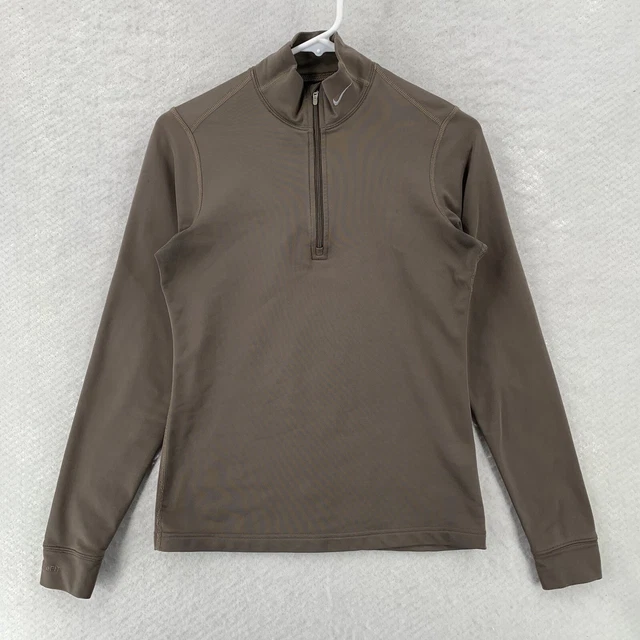 Nike Fit Dry Girls Jacket Full Zip Size M Medium Brown Gray Embroidered Logo
