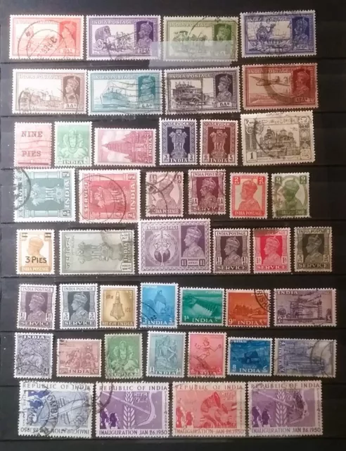 E50) India KGV & later stamps used/MHOG