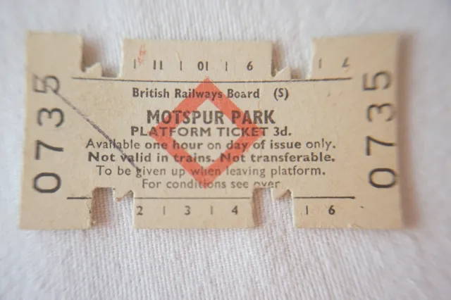 Motspur Park British Rail Platform Railway Train Ticket