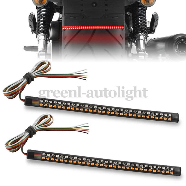 2X Motorcycle LED Integrated Brake Turn Signal Flowing Stop DRL Tail Light Strip