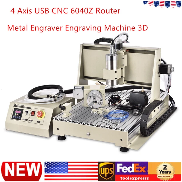 4 Axis USB CNC 6040Z Router Metal Engraver Engraving Machine 3D Milling Cutter