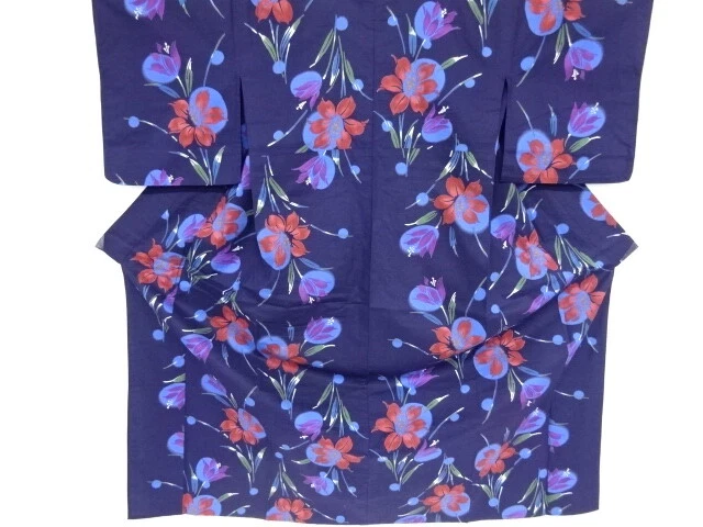 42107# Japanese Kimono / Antique Yukata / Floral Plants