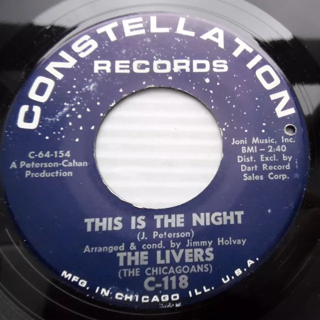 LIVERS aka CHICAGOANS 45 this is the night BEATLE time 1964 mod BEAT popcorn e26