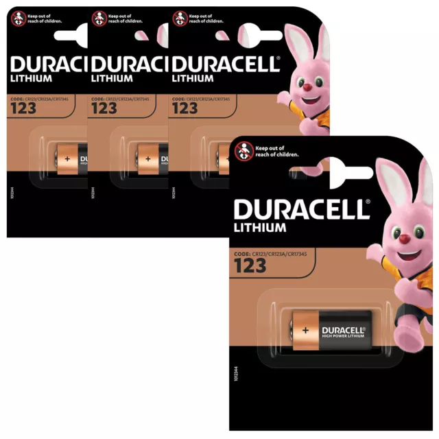 4x Duracell 123 CR17345 DL123A CR123A 3V Photo Lithium Batterie im 1er Blister