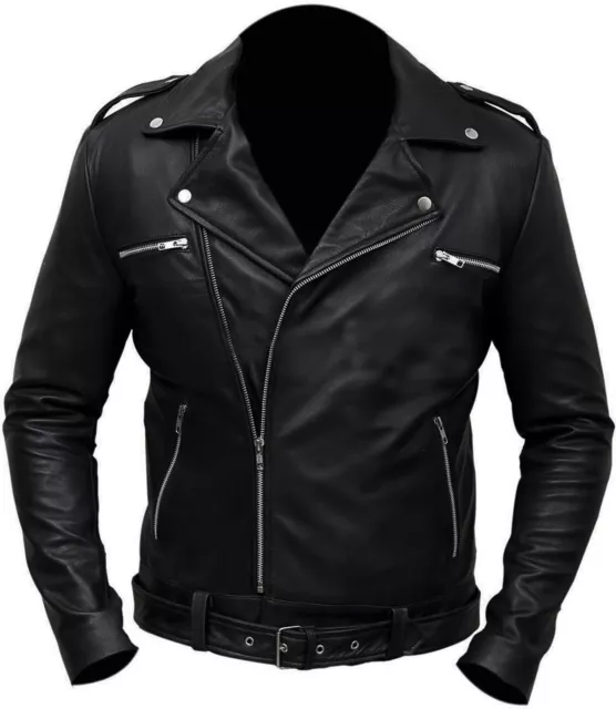 The Walking Dead Movie Negan Jeffrey Dean Morgan Biker Genuine Leather Jacket