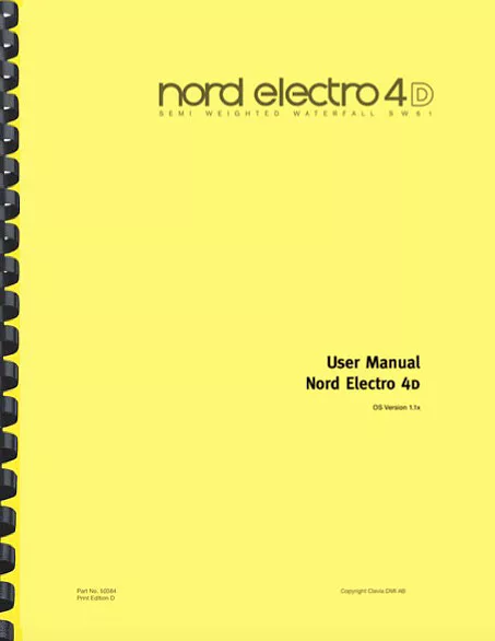 Nord Electro 4D Keyboard Synthesizer OWNER'S MANUAL
