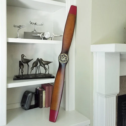 WWI Replica Wood Wooden Airplane Aircraft Propeller 47" Red Tips Antique Finish WWI Replica Wood Wooden Airplane Aircraft Propeller 47" Red Tips Antique Finish