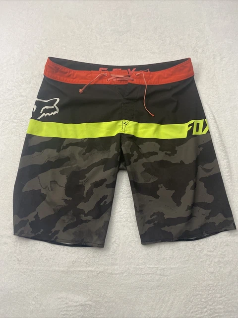 Fox Racing Board Shorts Men’s 36 Black Camo  Swim Trunks Drawstring