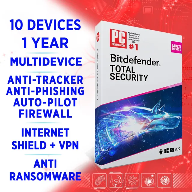 Bitdefender Total Security 2024 Multidevice 10 devices 1 year