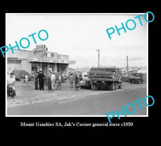 OLD LARGE HISTORICAL PHOTO OF MOUNT GAMBIER S.A, JAKS GENERAL STORE c1950