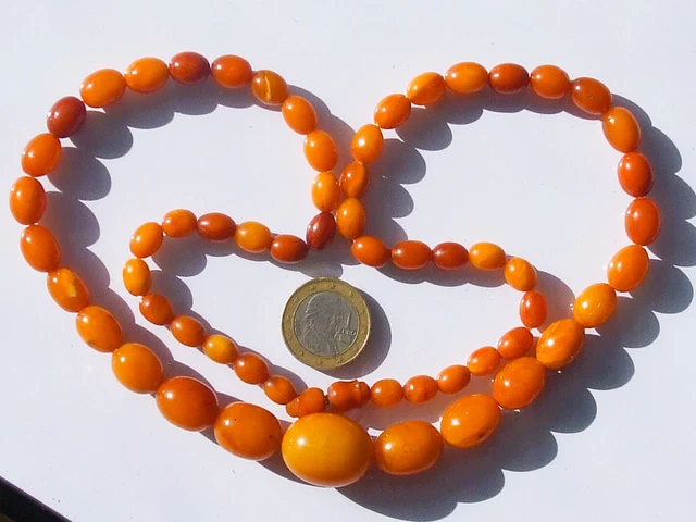 Collier Ancien En Ambre Véritable - Perles D’ambre - Occasion