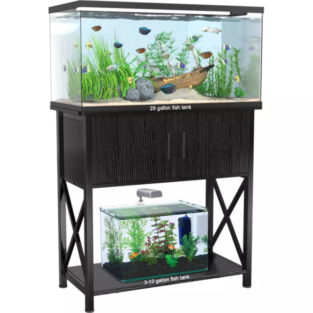 29 Gallon Aquarium Stand Metal Fish Tank Stand with Cabinet, 30.7"L*12.6"W