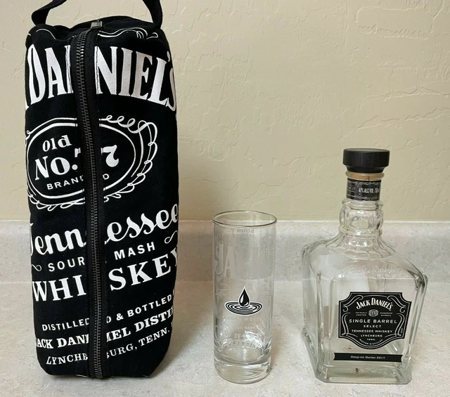JACK DANIELS Single Barrel Select Bottle 750ml Empty, Shot glass & travel pouch