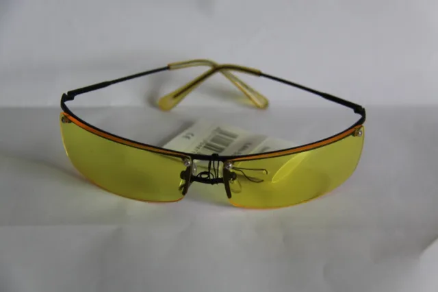 Farb Brille Sonnenbrille Gläser Gelb Schmal Rahmen Schwarz Oben Hinter Gläser