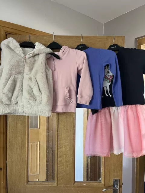 Girls clothes bundle age 4-5 years Dress, Coat, T Shirt - 4 Items H&M and Next