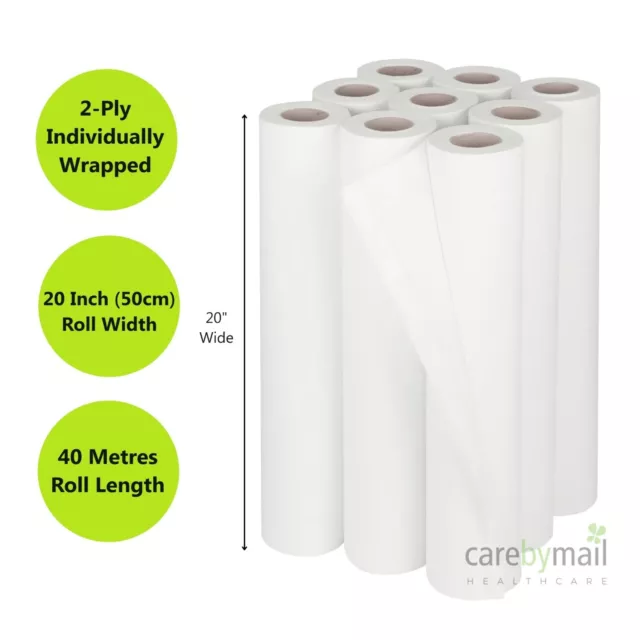 9 x White Couch Roll 20" Hygiene Roll Salon Beauty Massage Clinic Bed 40 Metres