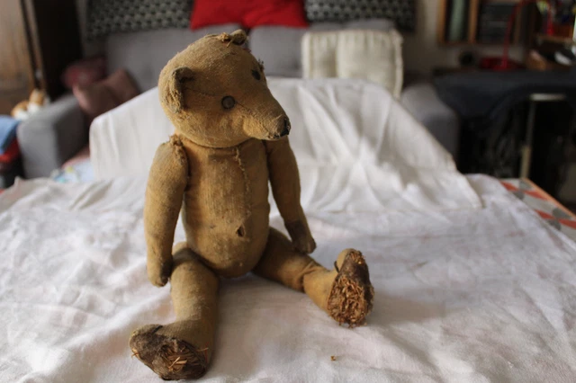 Ours En Peluche Ancien 48 Cm - Teddy Bear Années 1900-1920, Jouet Vintage Marron