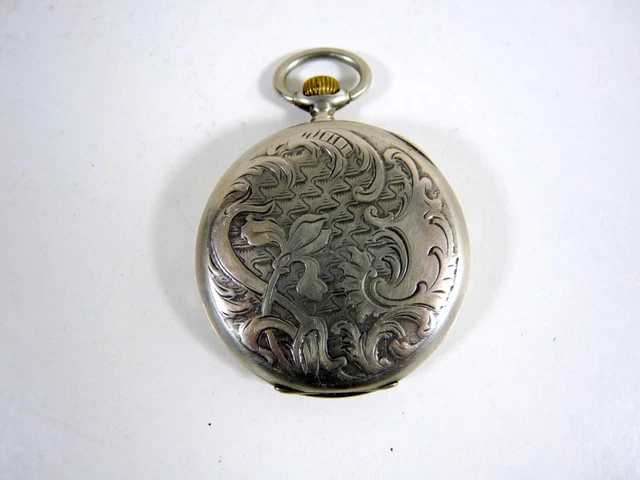 Montre Gousset Ancienne Mécanique En Argent Massif - Art Nouveau, Occasion