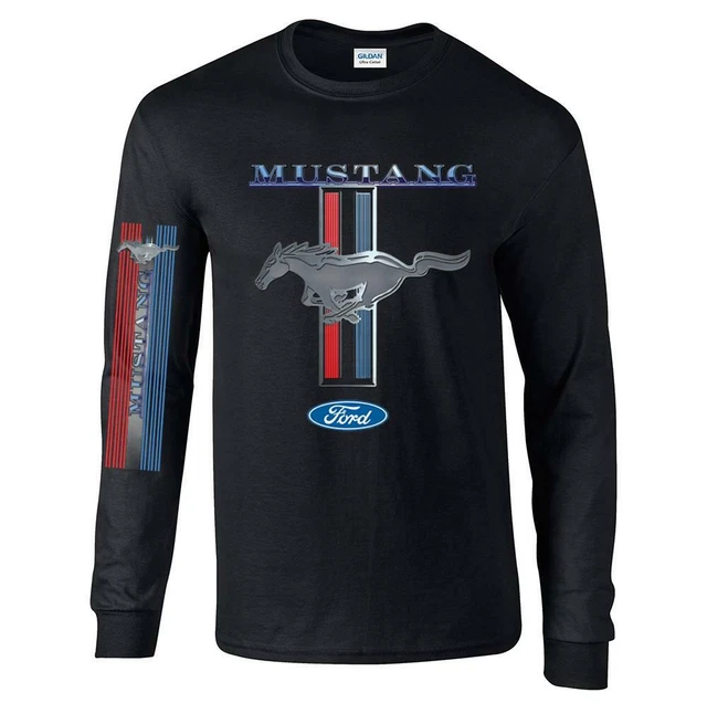 LICENSED FORD MUSTANG Racing Stripes Long Sleeve TShirt GT Shelby Pony