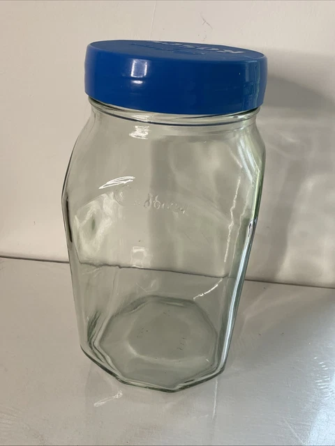 VINTAGE ORIGINAL CADBURY'S Roses Chocolates Glass Sweet Jar Blue Lid No ...