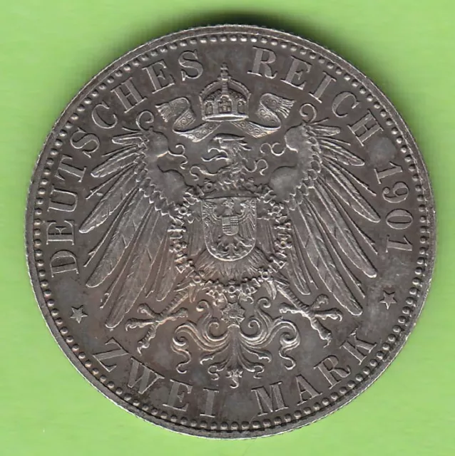 Sachsen-Altenburg 2 Mark 1901 toll erhalten herrliche Patina nswleipzig 2