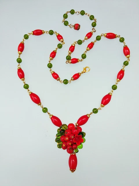 Collier Celtique Vintage Années 70 - Chaîne 38cm - Pendentif 50x50mm En Métal Et Pâte De Verre