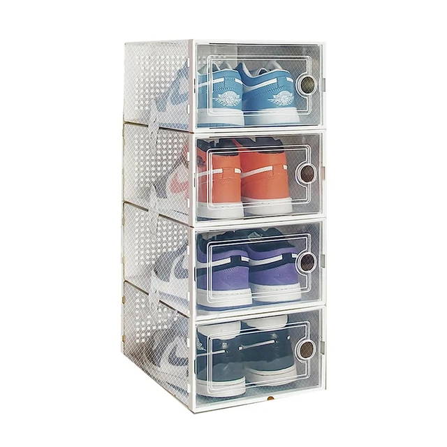 Stackable Shoe Storage Boxes Sneakers Trainers Display Box Plastic Shoe Boxes