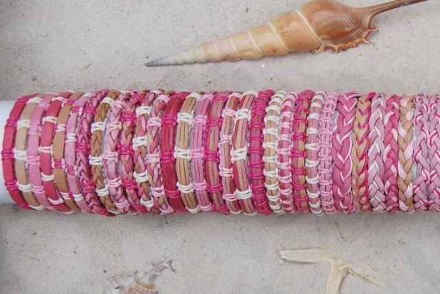 30 PIECES MIX PINK LEATHER SURF FRIENDSHIP BRACELETS WRISTBAND WHOLESALE / b058