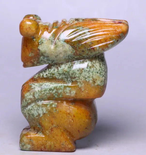 6CM Chinese Hongshan Culture Old Jade Carved Sun God Cicada Bird Amulet Statue