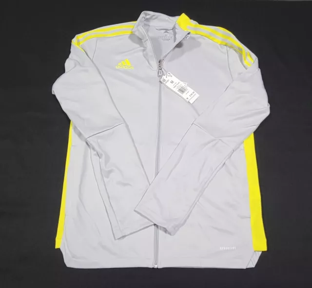 Adidas Mens Tiro 21 Track Jacket Football Soccer HK7601 Gray Yellow Sports