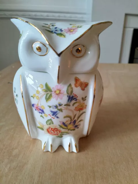 Aynsley Cottage Garden fine bone china owl trinket box.