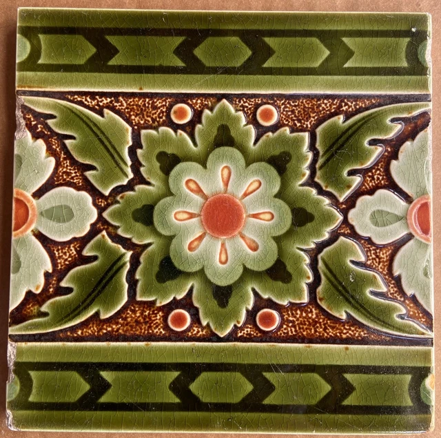 Germany - Villeroy & Boch - Antique Art Nouveau Majolica Tile C1900