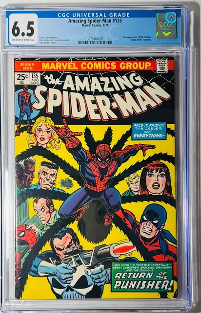 1974 Amazing Spider-Man 135 CGC 6.5  2nd Punisher Origin of Tarantula