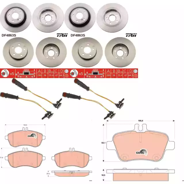 TRW BREMSSCHEIBEN + BELÄGE VORNE + HINTEN passend für MERCEDES R172 SLK SLC