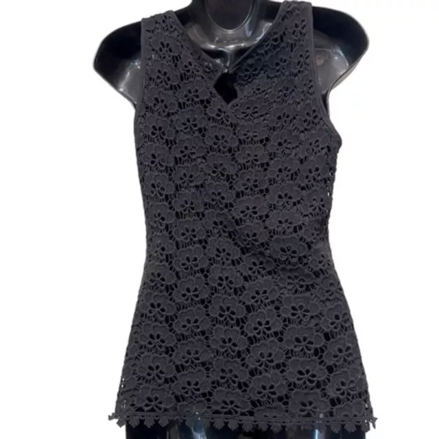 Embroidered Lace Black Tank Top Jennifer Lopez Size Womens Small 3