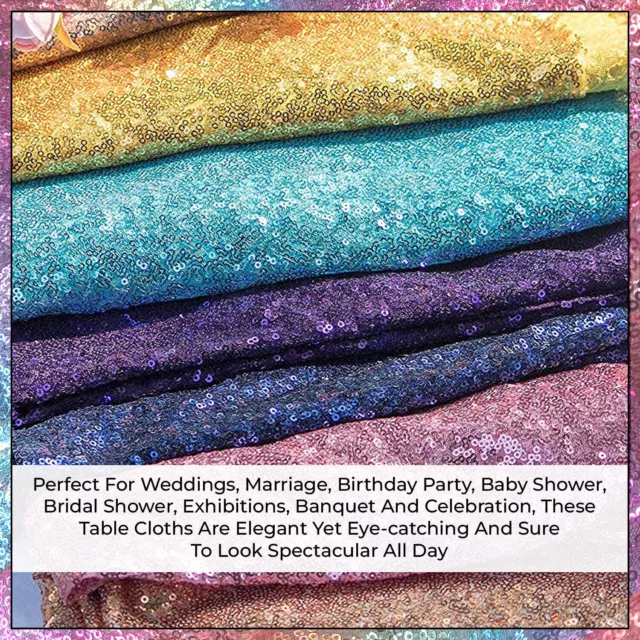 Wedding Party Decor Tableware Sequin Sparkly Table Cover Cloth Round Tablecloth 2